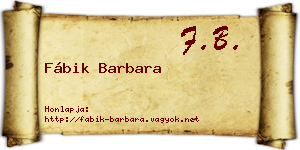 Fábik Barbara névjegykártya