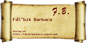 Fábik Barbara névjegykártya